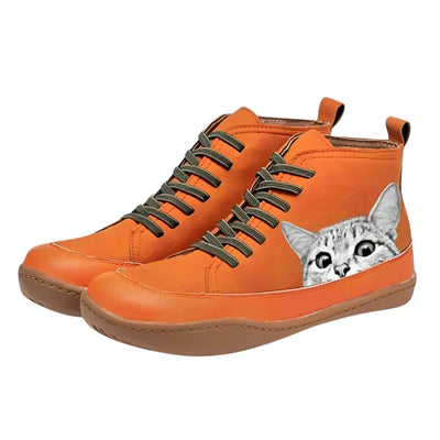 Maison Aorelle™ | Bottines en cuir pour passionnés de chats