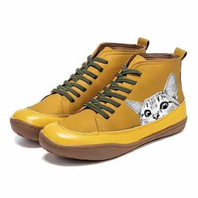 Maison Aorelle™ | Bottines en cuir pour passionnés de chats