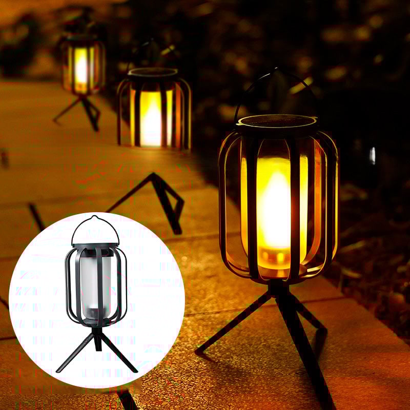 LumiFlamme™ - Lampe avec effet de flamme réaliste – Rechargeable via USB & énergie solaire