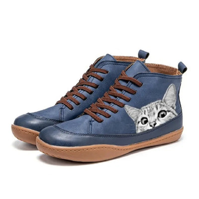 Maison Aorelle™ | Bottines en cuir pour passionnés de chats