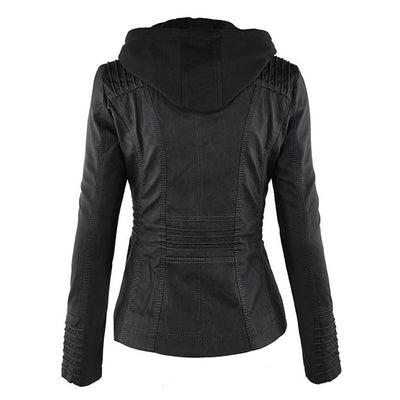 Jeanne™ | Veste en cuir à la mode avec capuche