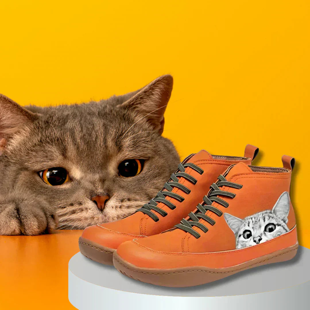 Maison Aorelle™ | Bottines en cuir pour passionnés de chats