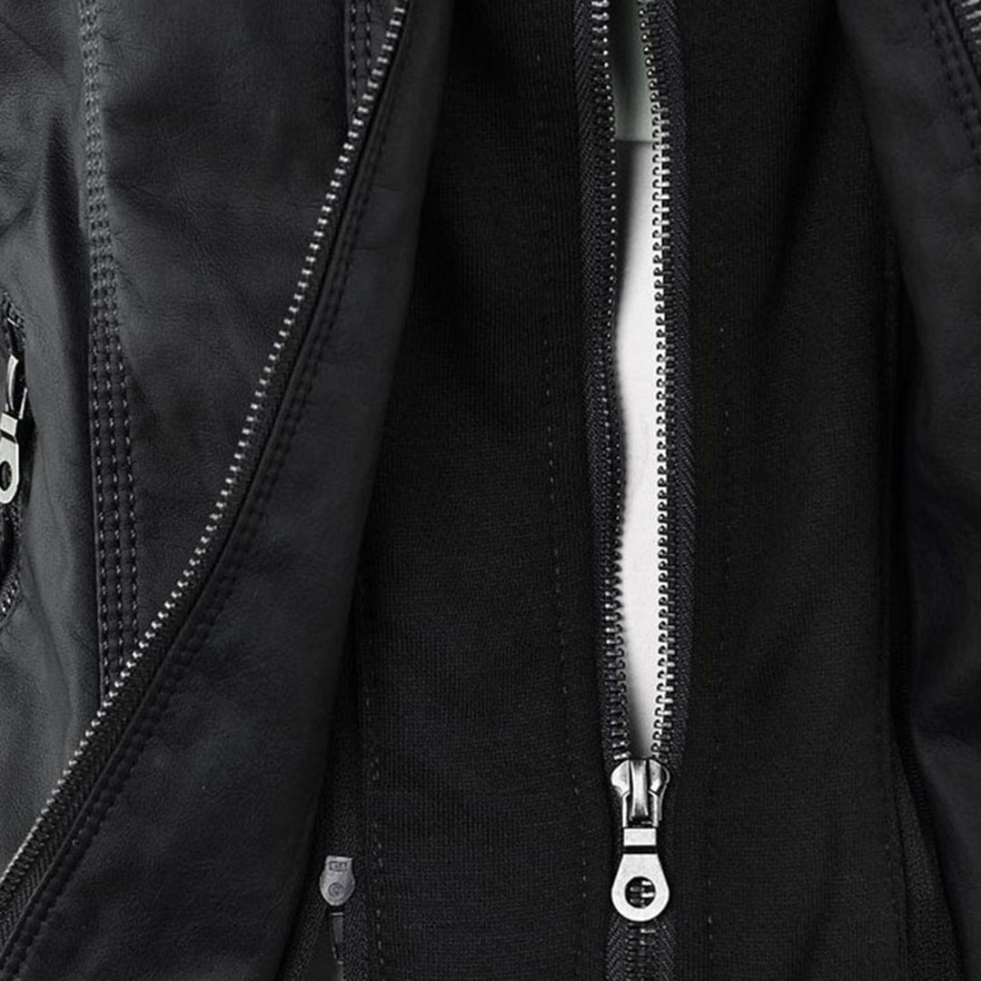 Jeanne™ | Veste en cuir à la mode avec capuche