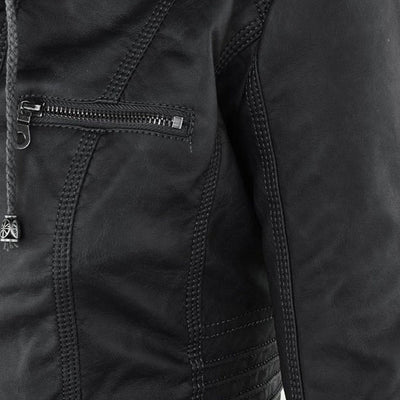 Jeanne™ | Veste en cuir à la mode avec capuche