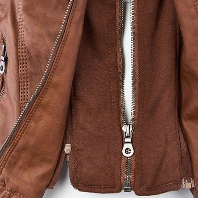 Jeanne™ | Veste en cuir à la mode avec capuche