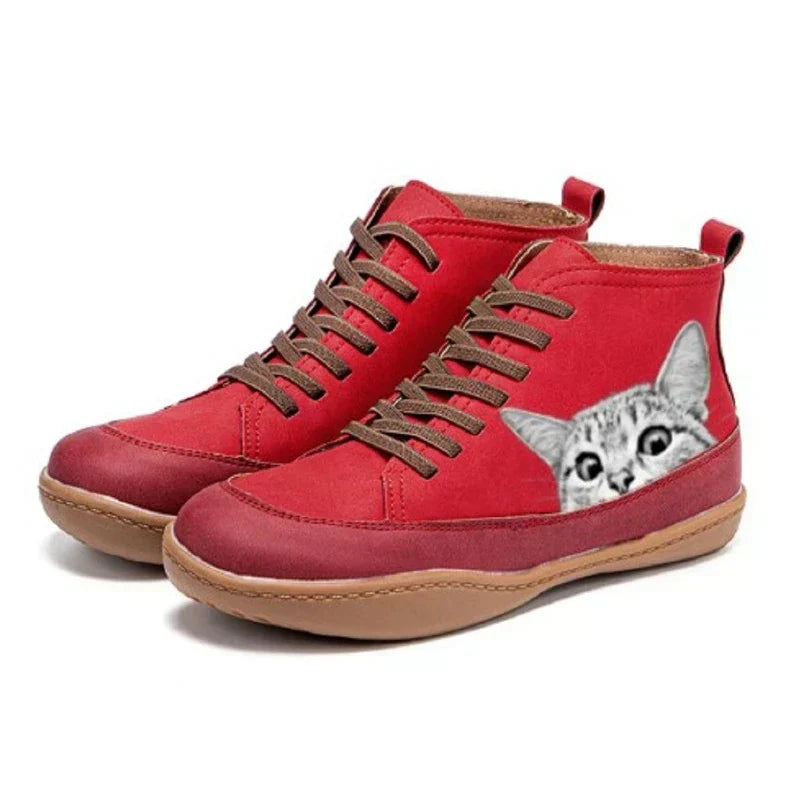Maison Aorelle™ | Bottines en cuir pour passionnés de chats