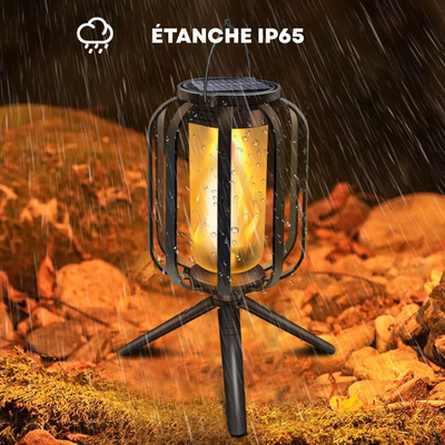 LumiFlamme™ - Lampe avec effet de flamme réaliste – Rechargeable via USB & énergie solaire