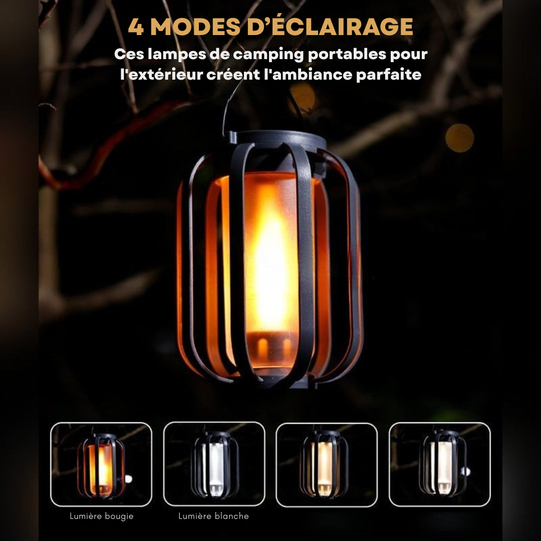 LumiFlamme™ - Lampe avec effet de flamme réaliste – Rechargeable via USB & énergie solaire