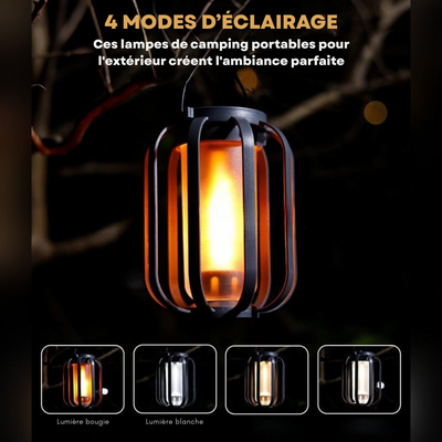 LumiFlamme™ - Lampe avec effet de flamme réaliste – Rechargeable via USB & énergie solaire