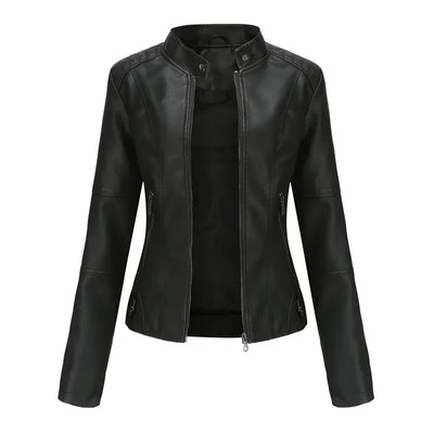 Inès™ | Veste en cuir lisse minimaliste