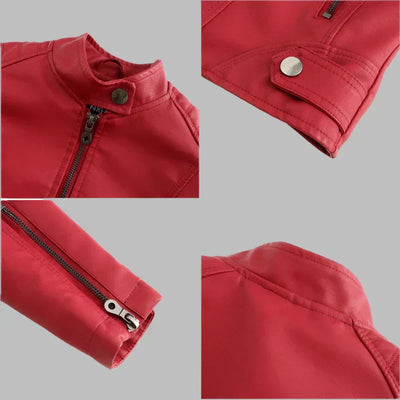Inès™ | Veste en cuir lisse minimaliste