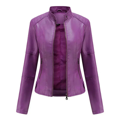 Inès™ | Veste en cuir lisse minimaliste