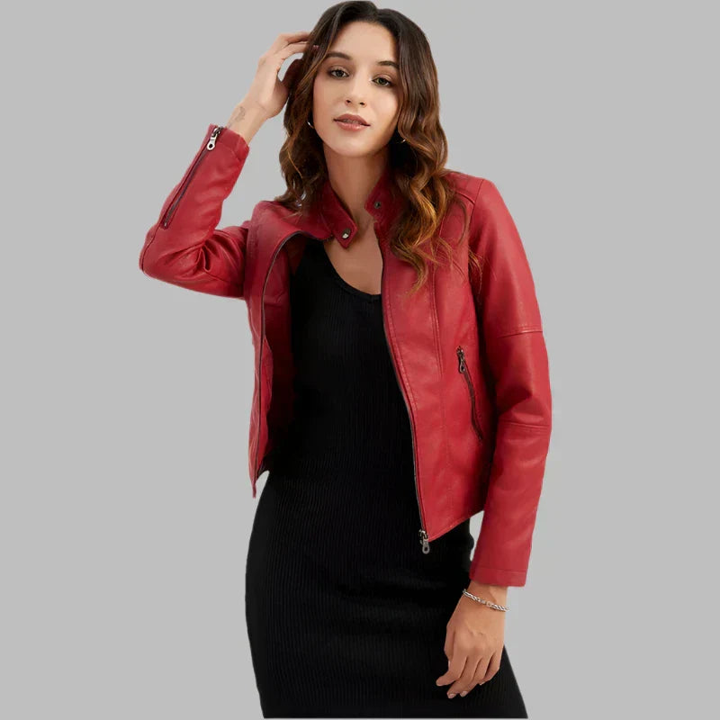 Inès™ | Veste en cuir lisse minimaliste