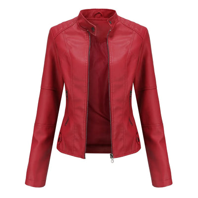 Inès™ | Veste en cuir lisse minimaliste