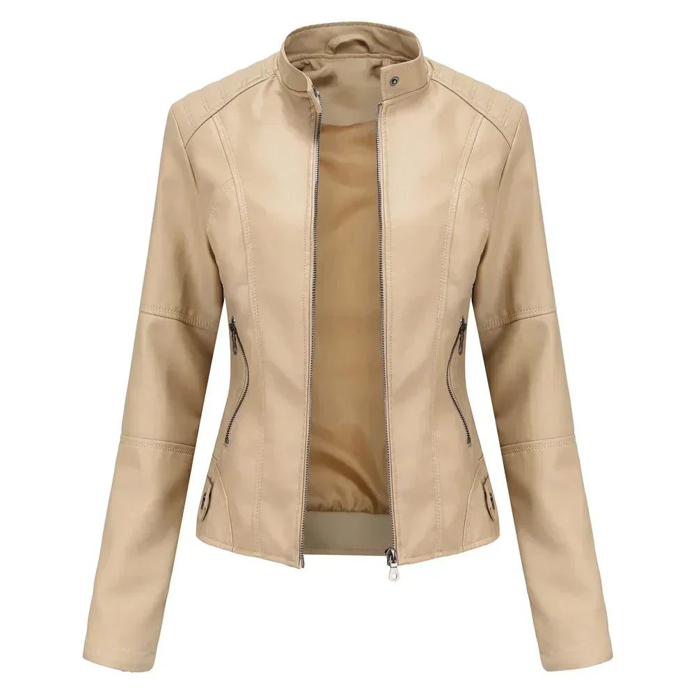 Inès™ | Veste en cuir lisse minimaliste