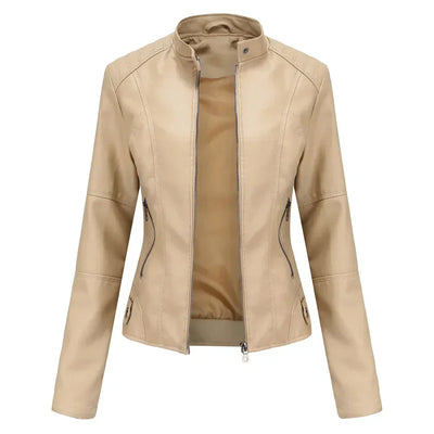 Inès™ | Veste en cuir lisse minimaliste