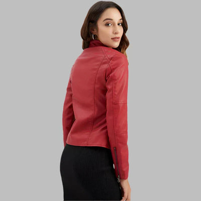 Inès™ | Veste en cuir lisse minimaliste
