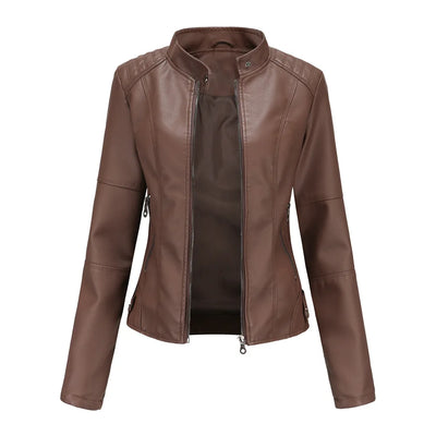 Inès™ | Veste en cuir lisse minimaliste