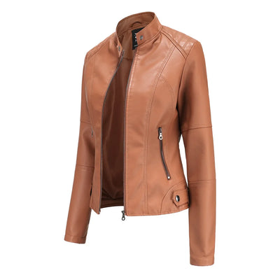 Inès™ | Veste en cuir lisse minimaliste