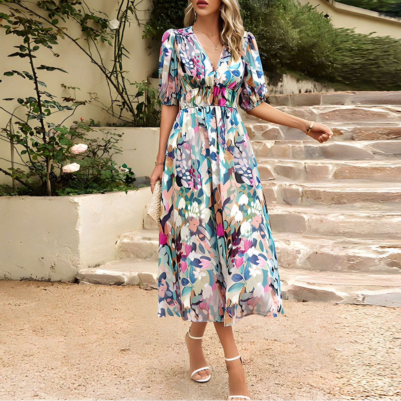 Elise™ | Robe de rêve à décolleté en V avec style